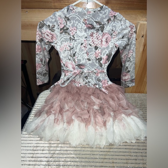 KATE MACK Girls' Rose Crush Dress with Netting Skirt - Picture 5 of 10